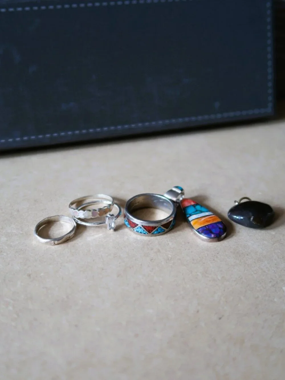 Six Jewelry Makers Mix Bundle 925 Sterling Silver Rings Pendant DIY Tarnished - Picture 11 of 15